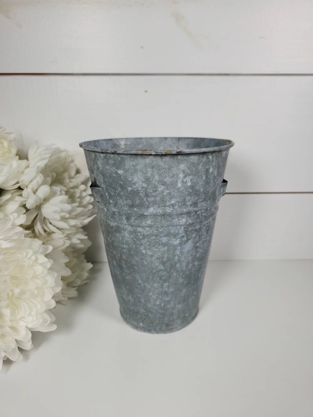 Vintage Galvanized Metal French Style Floral Basket | Flower Market Basket